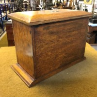 Edwardian Tiger Oak Fall Front Stationery Box / Writing Case