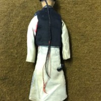 Antique Chinese Male Doll Wooden Carved Head, Cloth Feet