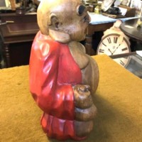 Vintage Solid Wood Carved Laughing Buddha Figure