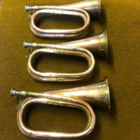 Vintage Set of 3 Military Bugles Copper / Brass with Plated Mouthpiece