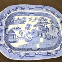 Blue White Pearlware Willow Pattern Serving Platter