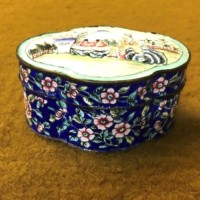 Antique Chinese Enamel on Copper Quatrefoil Trinket Box