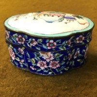 Antique Chinese Enamel on Copper Quatrefoil Trinket Box