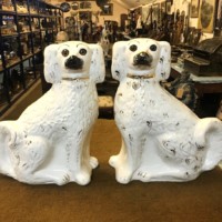 Pair of Staffordshire Pottery Spaniels "Wally Dogs"