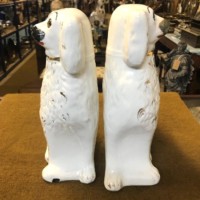 Pair of Staffordshire Pottery Spaniels "Wally Dogs"