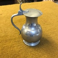 Vintage French Pewter Lidded Jug Mfr: Etain Tudor Rose Mark