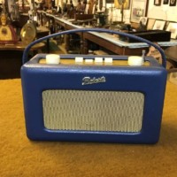 Vintage Roberts Revival R250 Portable Radio Blue Rexene Cover