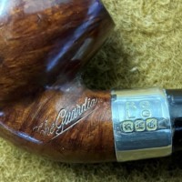 Vintage Briar Pipe The Guardian Silver Plated Mount marked RG over LG and RDB in Italics