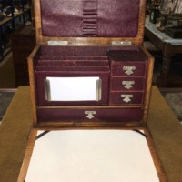 Edwardian Oak Fall Front Stationery Box / Writing Case