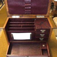 Edwardian Oak Fall Front Stationery Box / Writing Case