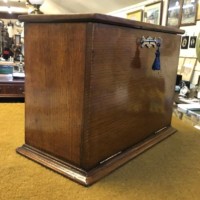 Edwardian Oak Fall Front Stationery Box / Writing Case