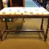 Arts & Crafts Oak Double Seat Fireside Stool