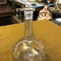 Vintage Cut Glass Onion Shaped Faceted Neck Decanter