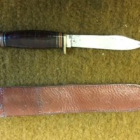 Vintage Small Sheath Knife G Butler & Co Sheffield England In Leather Sheath