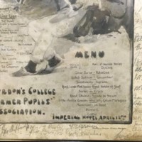 Antique Framed Watercolour Menu from Gordon's College Former Pupils Association Dinner in The Imperial Hotel Aberdeen 12th April 1907
