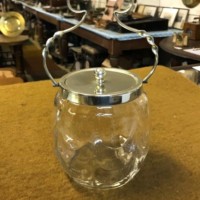 Antique Silver Plate & Faceted Glass Biscuit Barrel Davis & Sons Glasgow