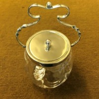 Antique Silver Plate & Faceted Glass Biscuit Barrel Davis & Sons Glasgow