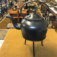 Antique Gate Mark Cast Iron Kettle on Stand