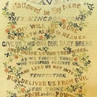 Antique "The Lord's Prayer" Needlepoint Tapestry Sampler