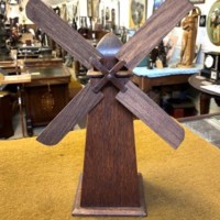 Antique Oak Windmill Penny Bank
