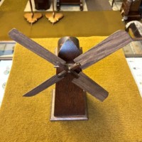 Antique Oak Windmill Penny Bank