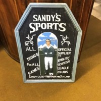 Vintage Wooden "Sandy's Sports" Advertising Sign
