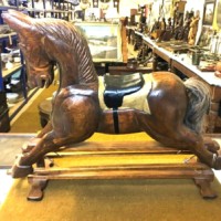 Vintage Wooden Carved Rocking Horse