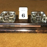 Vintage Inkwell Stand / Pen Rest with Perpetual Calendar