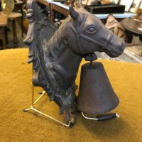 Vintage Cast Iron Horse Head Wall Mounted Stable / Yard Bell