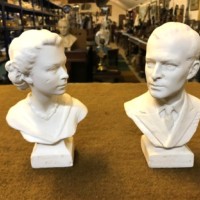 Plaster Busts Queen Elizabeth II and The Duke of Edinburgh Created for the Coronation 1953