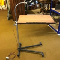 Antique Adjustable Overbed Reading Table / Lectern with Reading Lamp