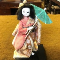 Vintage Japanese Orian Gofun Doll with Parasol