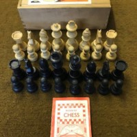 Vintage Wooden Chess Set in Slide Top Box