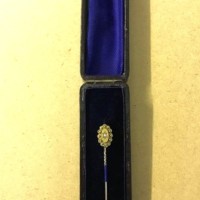 Antique Cased 15 Carat Gold Pearl Stick Pin