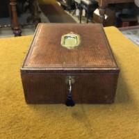 Vintage Ladies Leather Bound Correspondence / Etui / Jewellery Box