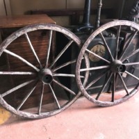 Vintage Pair of 12 Spoke Cart Wheels