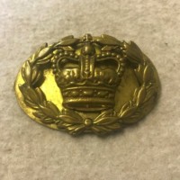 Vintage Kings Crown Warrant Officer's Military Cap Badge c/w Brass Backing Plate, Lugs and Pin