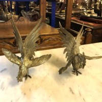 Vintage Pair of Italian Silver Plated Cockerel Menu Holders