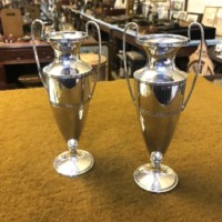 Vintage Pair of Silver Plated Posy Vases