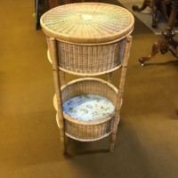 Vintage Round Wicker Bathroom Storage Unit