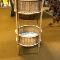 Vintage Round Wicker Bathroom Storage Unit