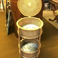 Vintage Round Wicker Bathroom Storage Unit