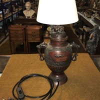 Vintage Brass / Bronzed Oriental Urn Table Lamp