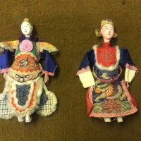 Antique Pair of Chinese Opera Dolls One with Signature on the Neck