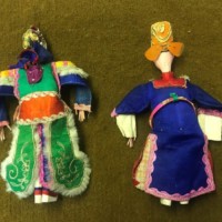 Antique Pair of Chinese Opera Dolls One with Signature on the Neck