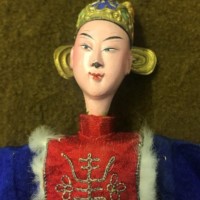 Antique Pair of Chinese Opera Dolls One with Signature on the Neck