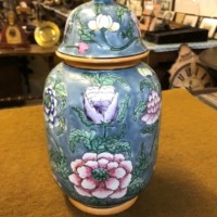 Vintage Chinese Temple Jar Floral Pattern