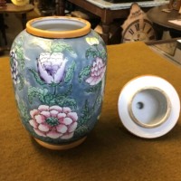 Vintage Chinese Temple Jar Floral Pattern