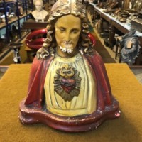 French Sacred Heart of Jesus Plaster / Chalk Bust