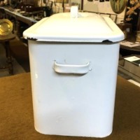 Vintage Black & White Enamel Bread Bin with Ventilated Lid